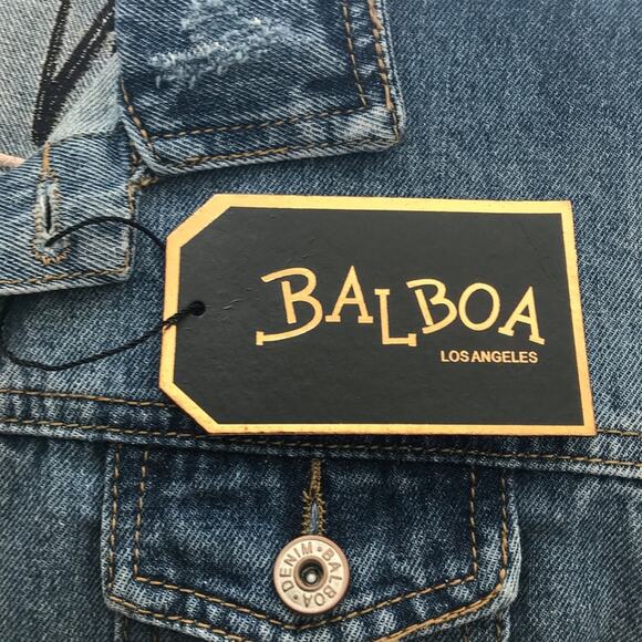 Denim NWT Vest 'I Don't Know' Distressed Embroidered by Balboa LA - Picture 4 of 5